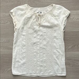 Madewell Ivory Textured Cap Sleeve Blouse